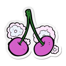Sticker Of A Cartoon Cherries Stock Photo