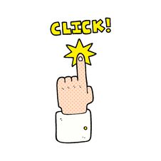Cartoon Click Sign With Finger Stock Photography