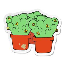 Sticker Of A Cartoon Potted Plants Stock Image