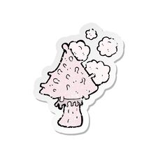Retro Distressed Sticker Of A Cartoon Mushroom Stock Images