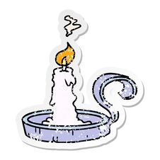 Distressed Sticker Cartoon Doodle Of A Candle Holder And Lit Candle Royalty Free Stock Images Distressed Sticker Cartoon Doodle Of A Candle Holder And Lit Candle Royalty Free Stock Images