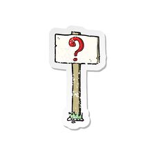 Retro Distressed Sticker Of A Cartoon Signpost With Question Mark Royalty Free Stock Photography