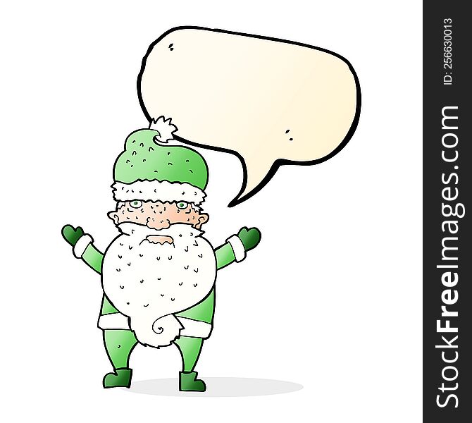 Cartoon Grumpy Santa With Speech Bubble