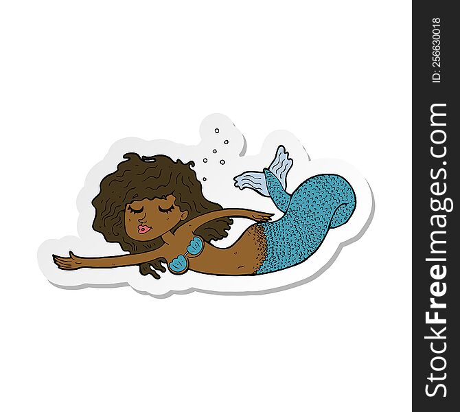Sticker Of A Cartoon Mermaid
