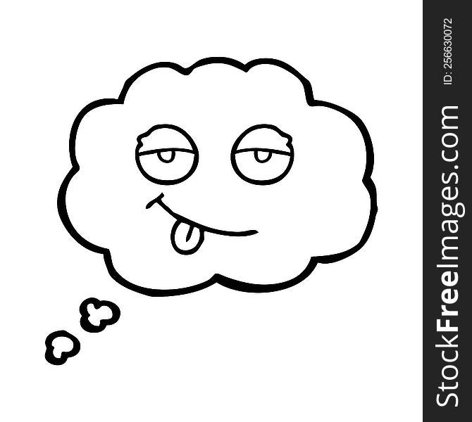freehand drawn thought bubble cartoon tired eyes