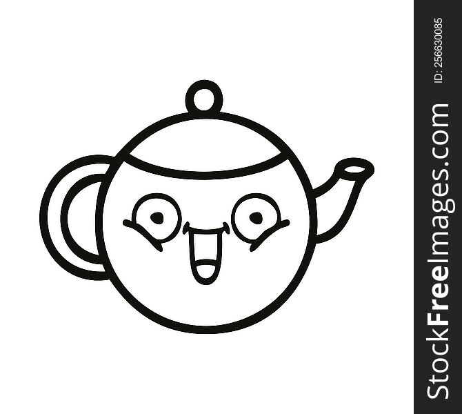 Line Drawing Cartoon Teapot