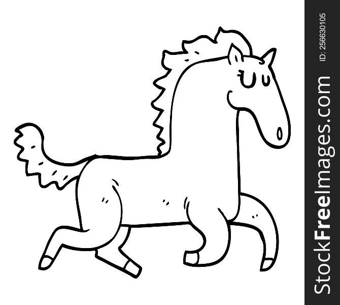 line drawing cartoon magnificent stallion