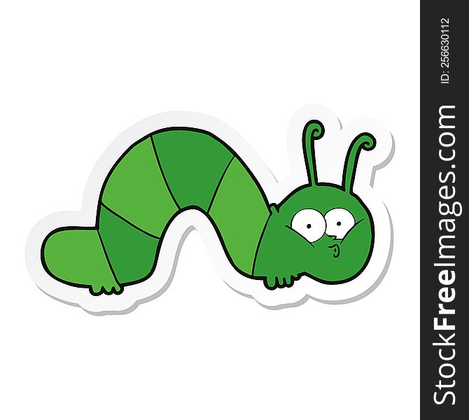 sticker of a cartoon caterpillar