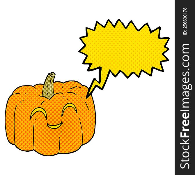 freehand drawn comic book speech bubble cartoon halloween pumpkin