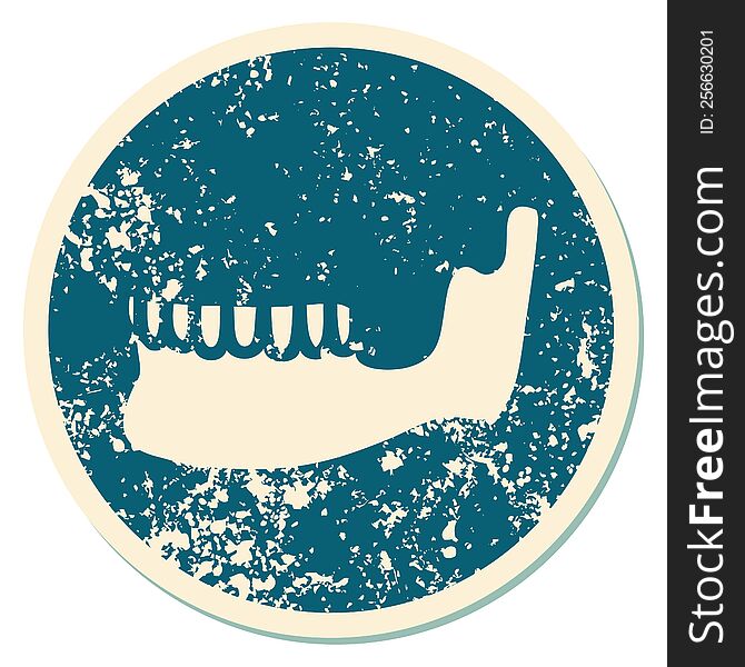 iconic distressed sticker tattoo style image of a skeleton jaw. iconic distressed sticker tattoo style image of a skeleton jaw