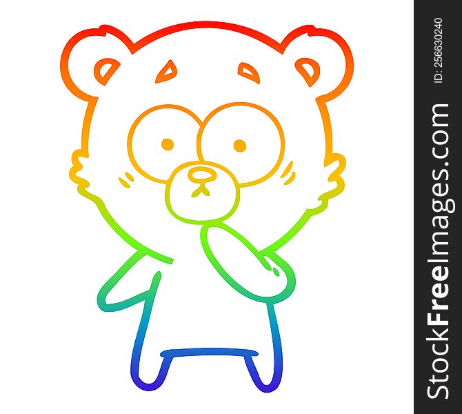 Rainbow Gradient Line Drawing Nervous Polar Bear Cartoon