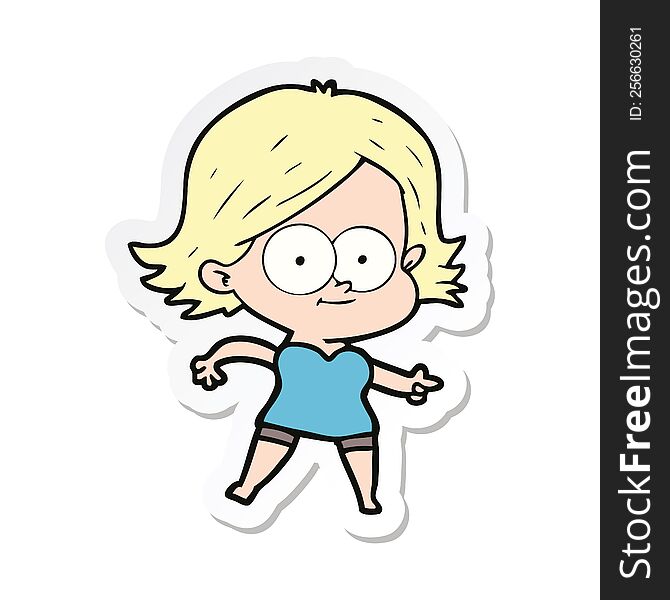 sticker of a happy cartoon girl