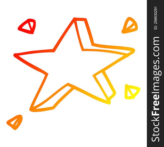 warm gradient line drawing of a cartoon yellow stars