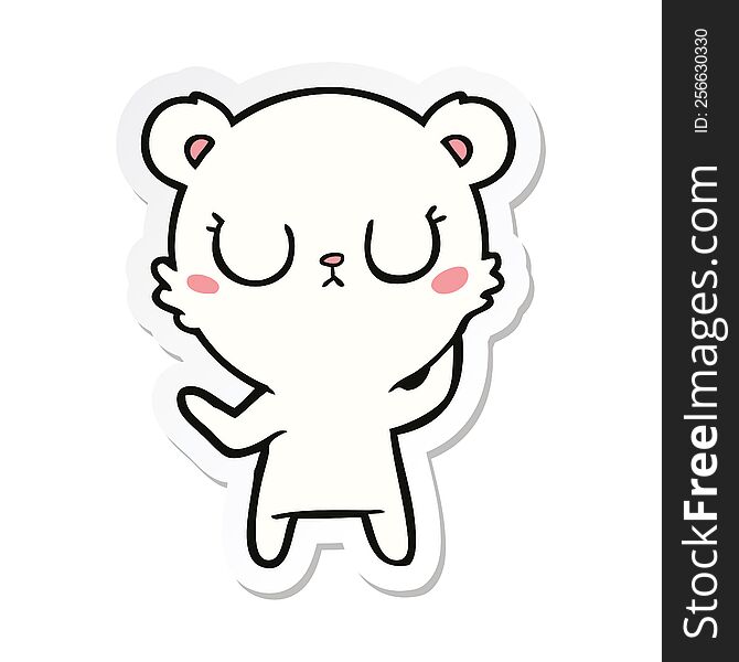 sticker of a peaceful cartoon polar bear