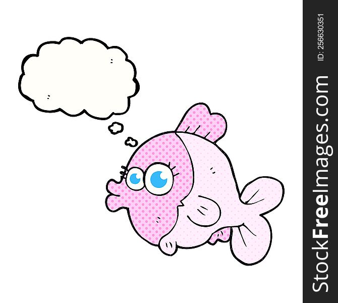 funny freehand drawn thought bubble cartoon fish with big pretty eyes. funny freehand drawn thought bubble cartoon fish with big pretty eyes