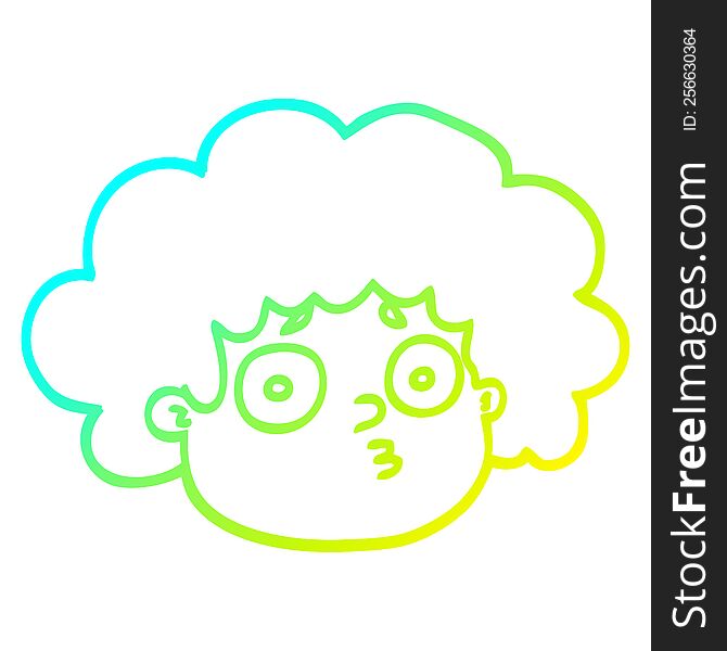 cold gradient line drawing of a cartoon big hair boy