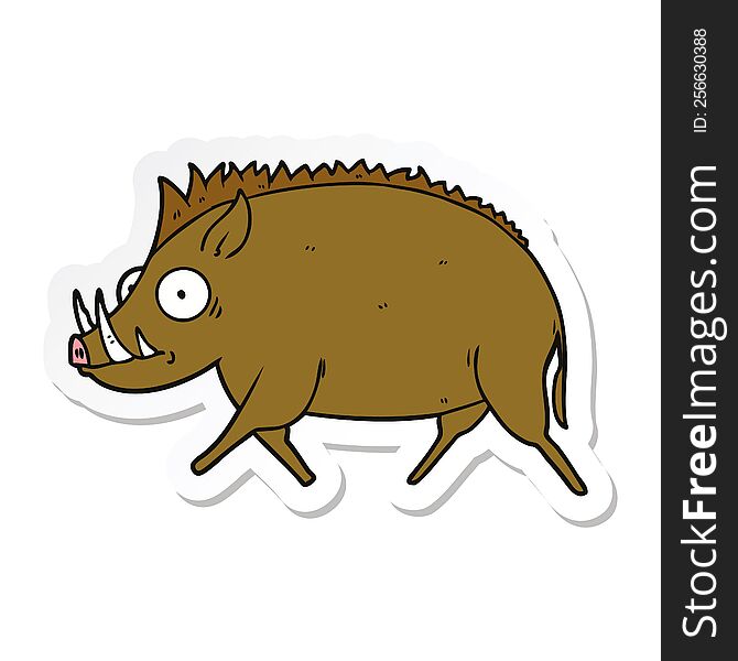 sticker of a cartoon wild boar