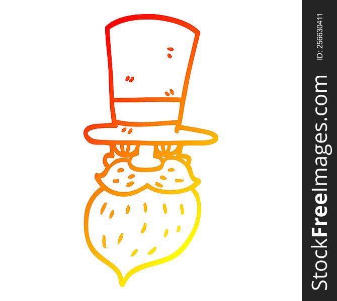 warm gradient line drawing of a cartoon man in top hat