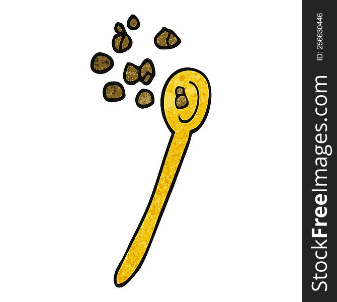 cartoon doodle cereal on a spoon
