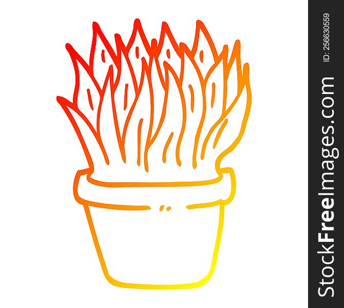warm gradient line drawing of a cartoon house plant