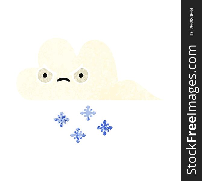 Retro Illustration Style Cartoon Snow Cloud