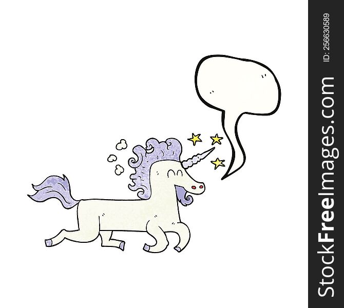 Speech Bubble Textured Cartoon Unicorn