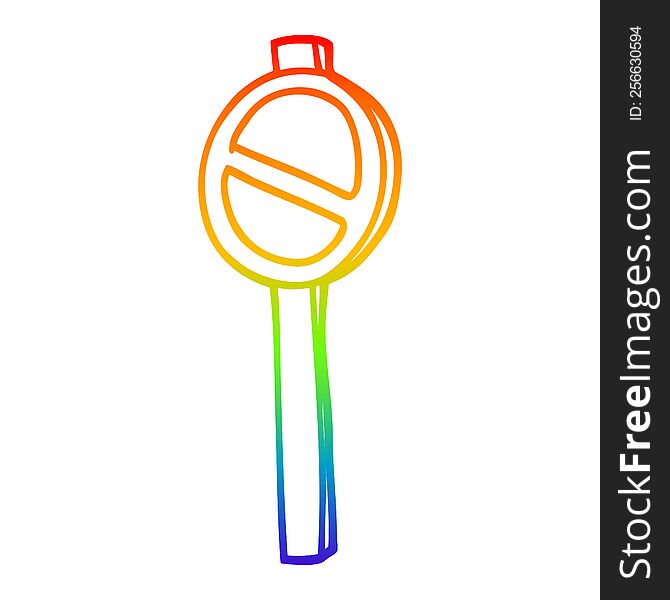 rainbow gradient line drawing of a cartoon warning sign