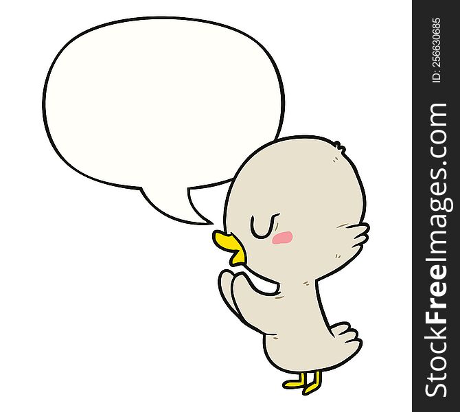 cute cartoon duckling with speech bubble. cute cartoon duckling with speech bubble