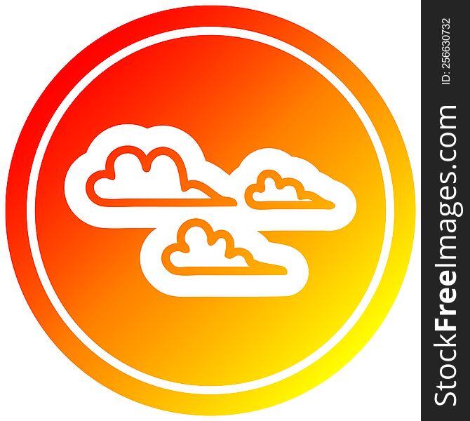 weather cloud circular icon with warm gradient finish. weather cloud circular icon with warm gradient finish