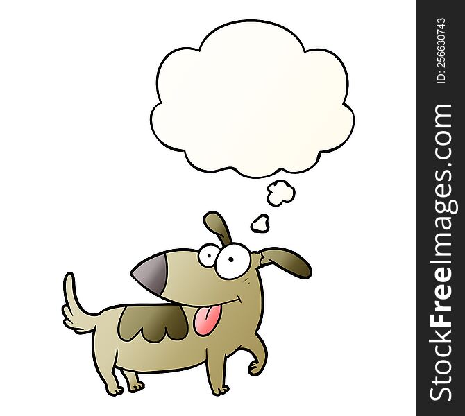 Cartoon Happy Dog And Thought Bubble In Smooth Gradient Style