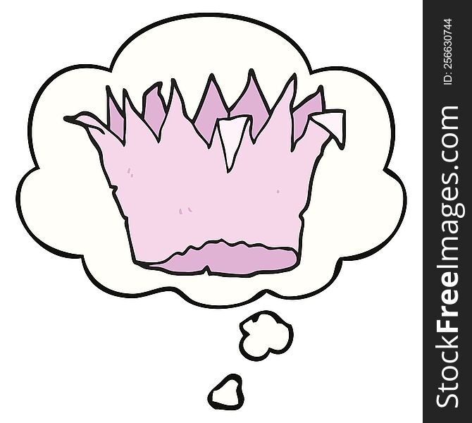 cartoon paper crown with thought bubble. cartoon paper crown with thought bubble