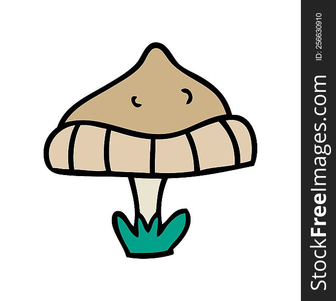 cartoon doodle of a single mushroom