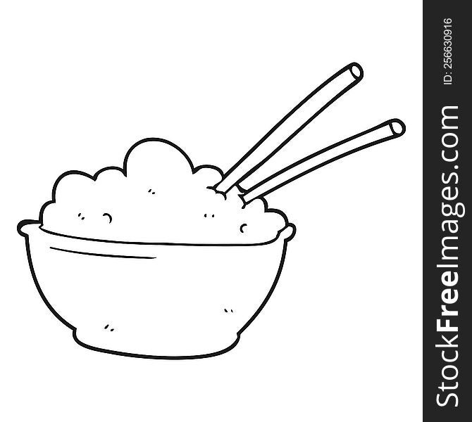 Black And White Cartoon Bowl Of Rice