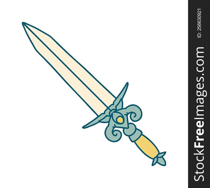 iconic tattoo style image of a dagger. iconic tattoo style image of a dagger