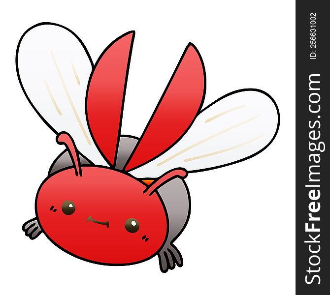 gradient shaded quirky cartoon flying beetle. gradient shaded quirky cartoon flying beetle