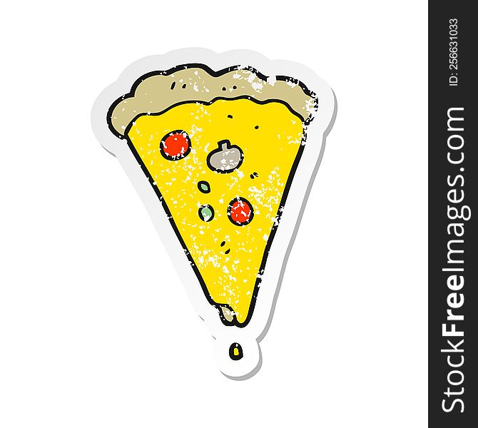 Retro Distressed Sticker Of A Cartoon Pizza