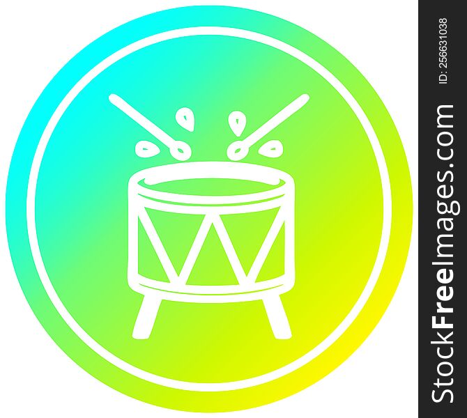 beating drum circular icon with cool gradient finish. beating drum circular icon with cool gradient finish