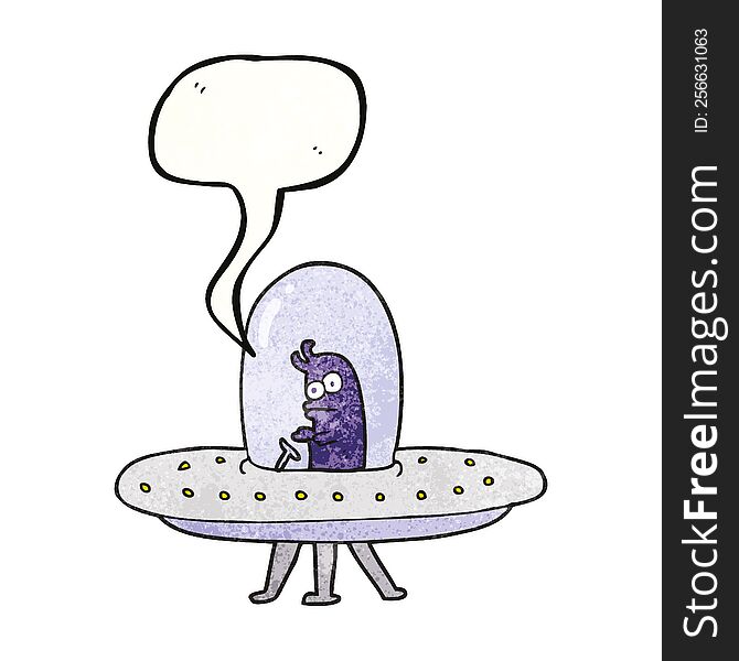 Speech Bubble Textured Cartoon Flying Saucer