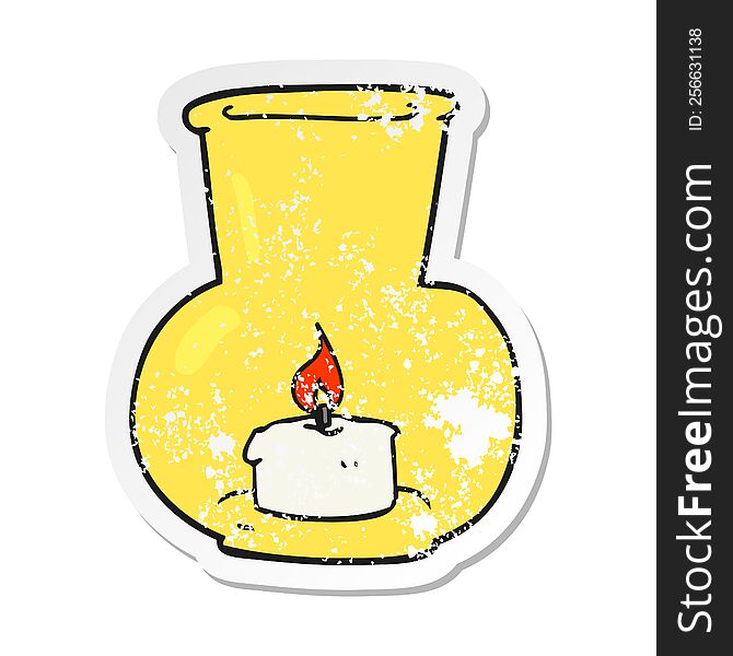 retro distressed sticker of a cartoon old glass lantern with candle