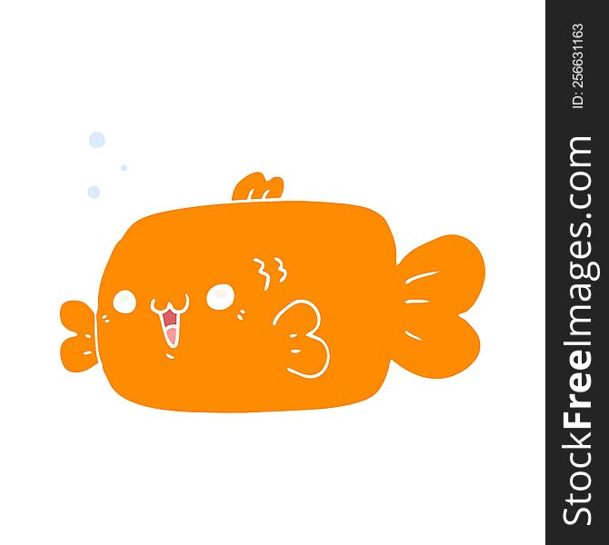 Flat Color Style Cartoon Fish