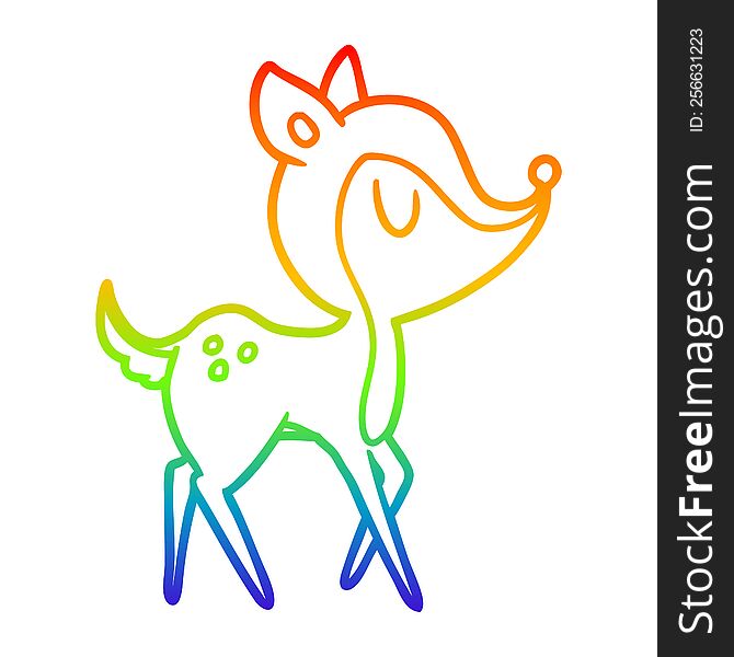 Rainbow Gradient Line Drawing Cartoon Cute Deer