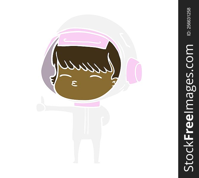 flat color style cartoon curious astronaut giving thumbs up