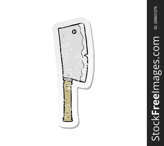 retro distressed sticker of a cartoon meat cleaver