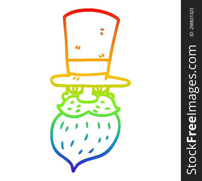 rainbow gradient line drawing of a cartoon man in top hat