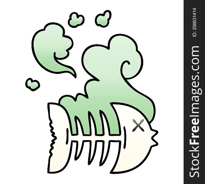 gradient shaded quirky cartoon dead fish. gradient shaded quirky cartoon dead fish