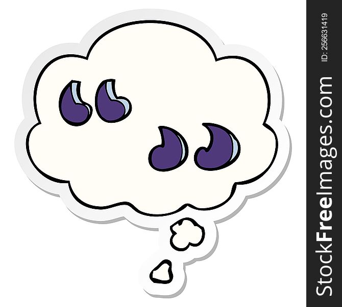 cartoon quotation marks with thought bubble as a printed sticker