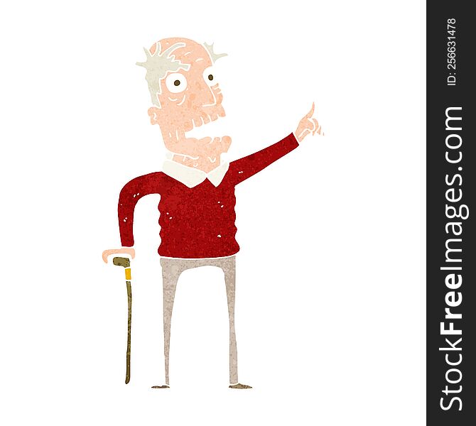 cartoon old man with walking stick