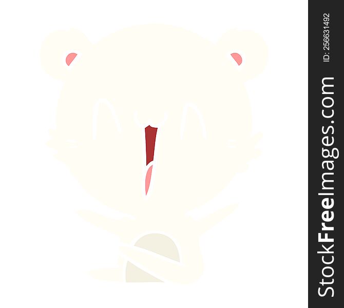 Laughing Polar Bear Flat Color Style Cartoon