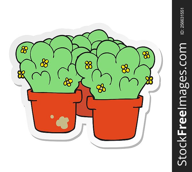 sticker of a cartoon potted plants