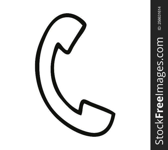 line drawing cartoon of a phone. line drawing cartoon of a phone